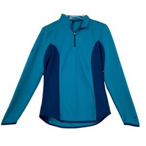 Nike Golf Quarter Zip Pullover Shirt Size S Teal Blue Dri-Fit Tour Performance